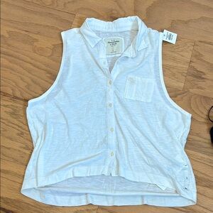Abercrombie White Sleeveless Button up Tank